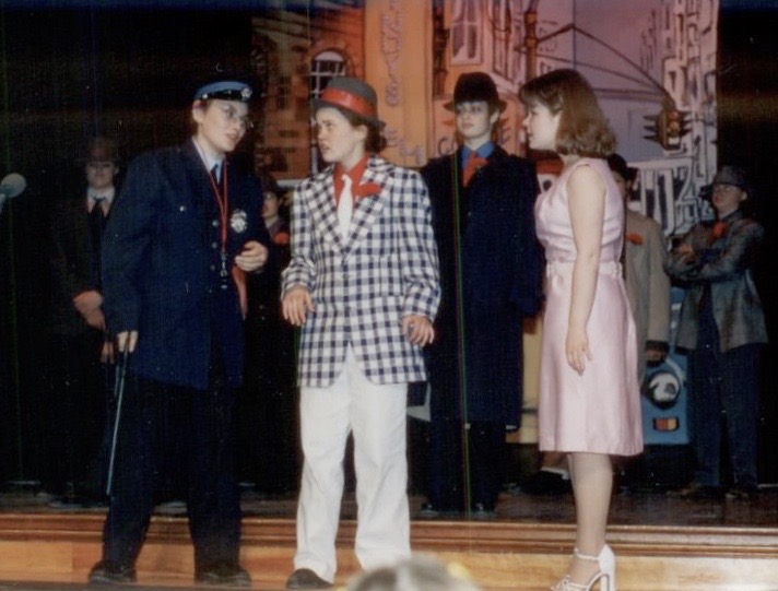 Blair as Nathan Detroit in Guys and Dolls at Sacred Heart's Little Theatre